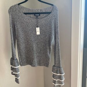 Express ruffled sleeved sweater